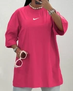 تصویر تیشرت لانگ Nike رنگ صورتی تیره